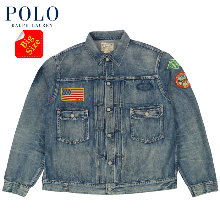 ラルフローレン POLO Ralph Lauren ワッペン リペア デニム ジャケット Gジャン BIGサイズ