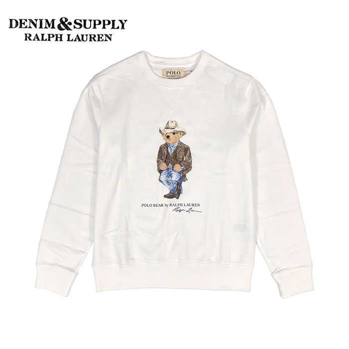 デニム サプライ DENIM＆SUPPLY Ralph Lauren ラルフローレン ポロベアー 前V スウェット カウボーイスタイル ホワイト