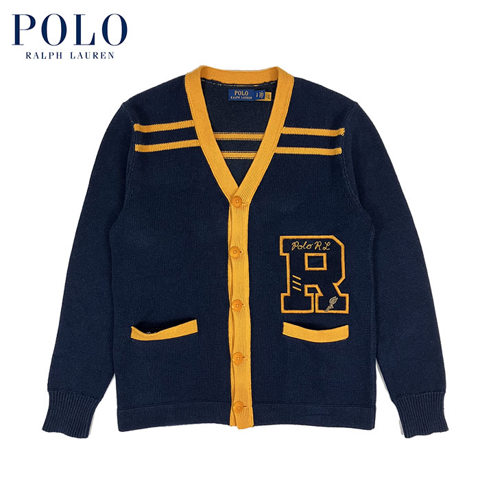 ラルフローレン ラルフローレン POLO Ralph Lauren レタード カーディガン ネイビー/イエロー