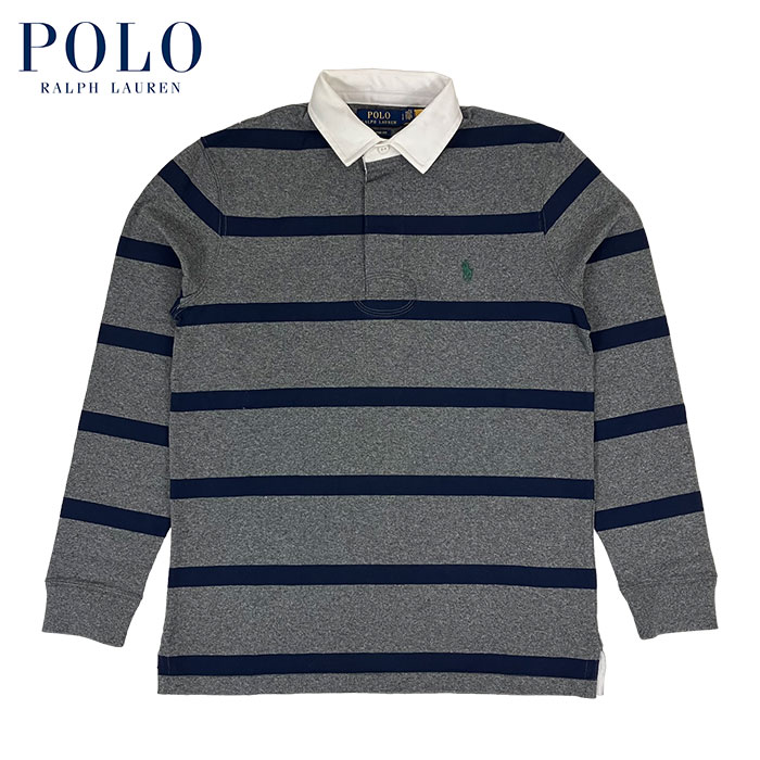 ラルフローレン POLO Ralph Lauren クラシックフィット ボーダー ラガーシャツ RUGBY SHIRTS グレーネイビー