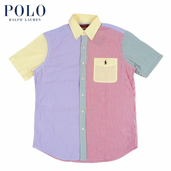 ラルフローレン ラルフローレン POLO Ralph Lauren シアサッカー クレイジー ストライプ ショートスリーブ ボタンダウン シャツ