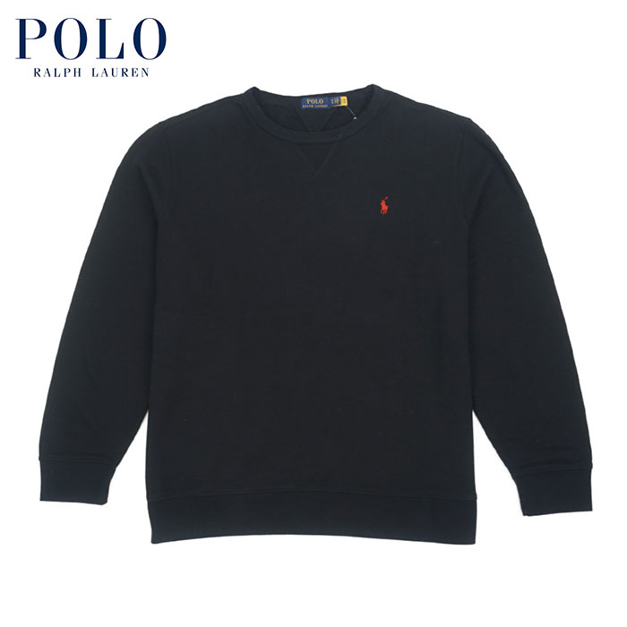 アウトレット ラルフローレン POLO Ralph Lauren ワンポイントポニー クルーネック 両V スウェット ブラック