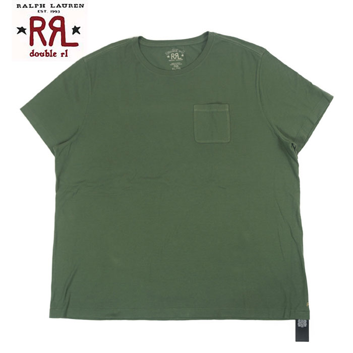 RRL ラルフローレン DOUBLE RL ダブルアールエル ポケット クルーネック Tシャツ グリーン