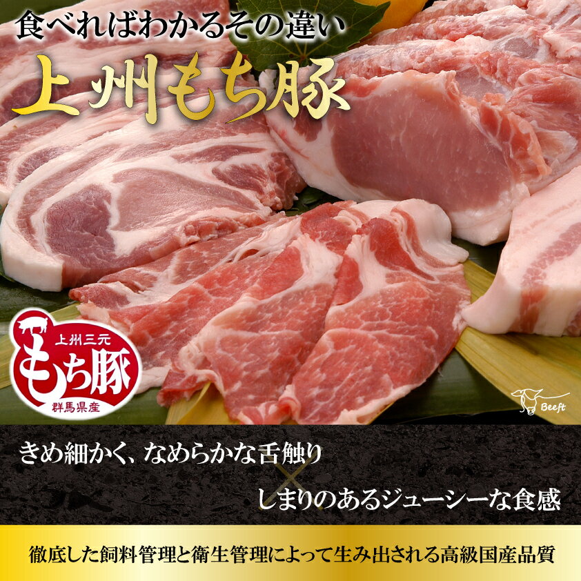 上州もち豚 おためし食べ比べセット 国産豚肉 1.7kg 1kg超 ロース バラ モモ しゃぶしゃぶ ステーキ 焼き肉に 詰め合わせ 盛り合わせ 送料無料 冷凍食品 焼肉 2kg未満 お肉ギフトのBeeft 3