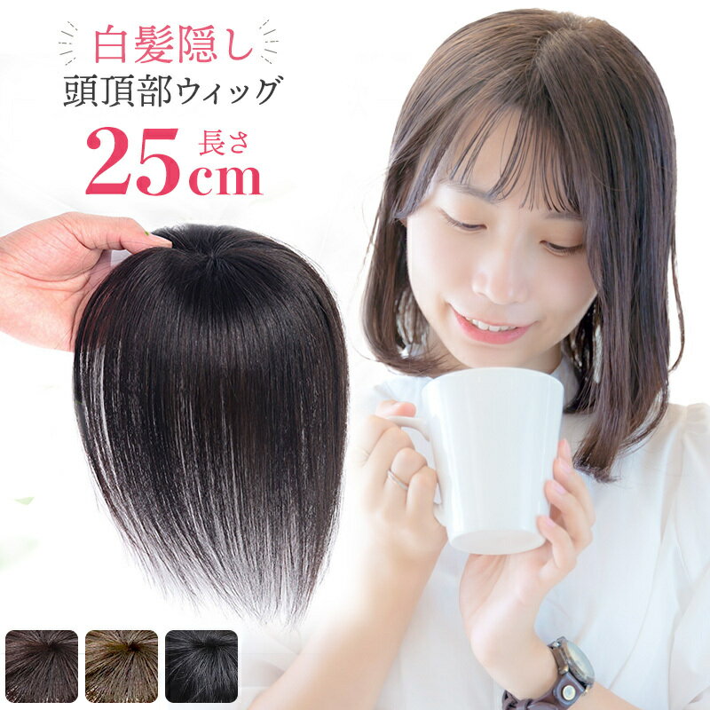 頭頂部 部分 ウィッグヘアピース かつら 送料無料 薄毛 白髪 分け目 つむじ 薄毛隠し 女性 セミロング 25cm ボブ かつら ボリュームアップ 白髪かくし シニア 40代 50代 60代 70代 80代 クリップ留め 自然 増毛 簡単