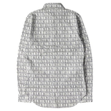 Dior HOMME ディオールオム シャツ Shawn Stussy ブランドロゴ総柄 コットン 比翼ボタン シャツ イタリア製 013C502A4933 20AW ネイビー オフホワイト 37 【メンズ】【中古】【K3009】