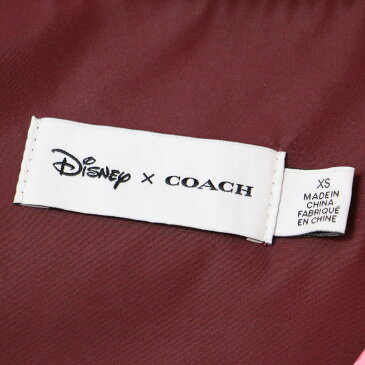 COACH コーチ × Disney ディズニー ジャケット ブルゾン マウンテンジャケット 長袖 ウィンドブレーカー ピンク ボルドー 春 夏 秋 冬 アウター フード付き スケボー ミッキー プリント バイカラー コラボ ワッペン XS おしゃれ【レディース】【K3048】