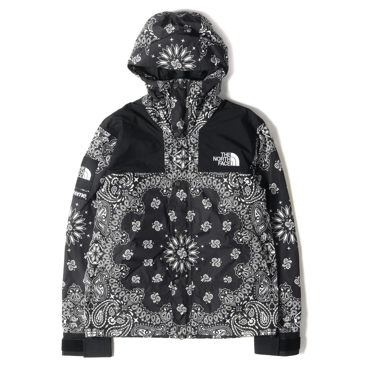 Supreme シュプリーム ジャケット THE NORTH FACE ノースフェイス バンダナ 柄 マウンテンジャケット Bandana Mountain Parka 14AW ブラック 黒 M アウター コラボ 【メンズ】【中古】【K3467】