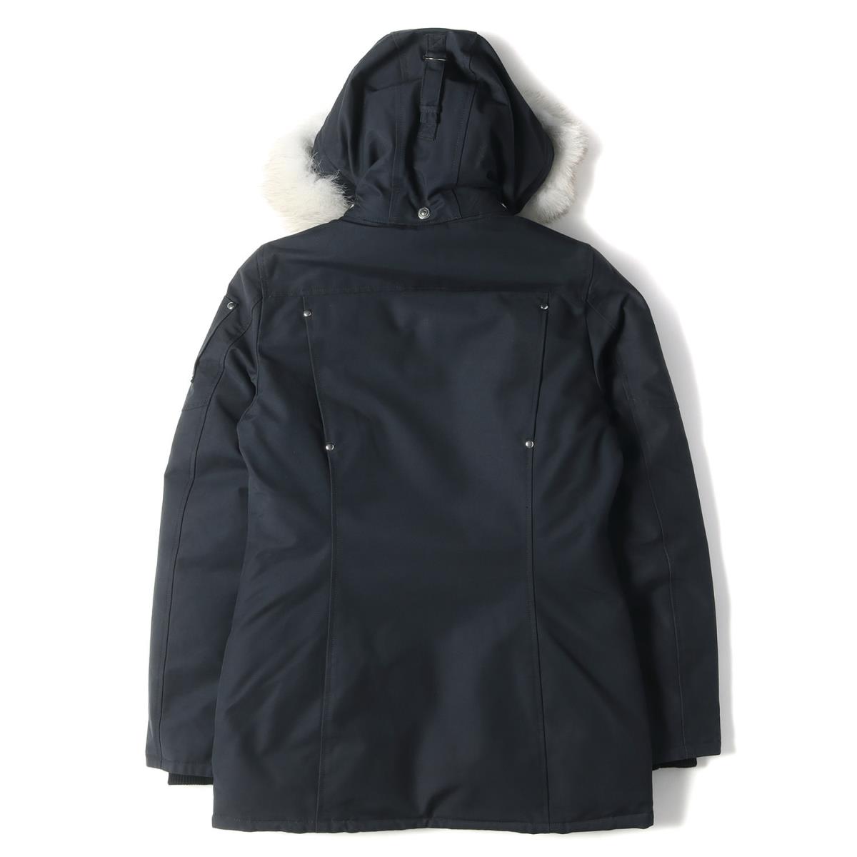 MOOSE KNUCKLES ムースナックルズ ジャケット ファーフード付き コットン ナイロン フルジップ ダウンジャケット PEARSON JACKET ネイビー 紺 S アウター ブルゾン 【メンズ】【中古】【K3459】