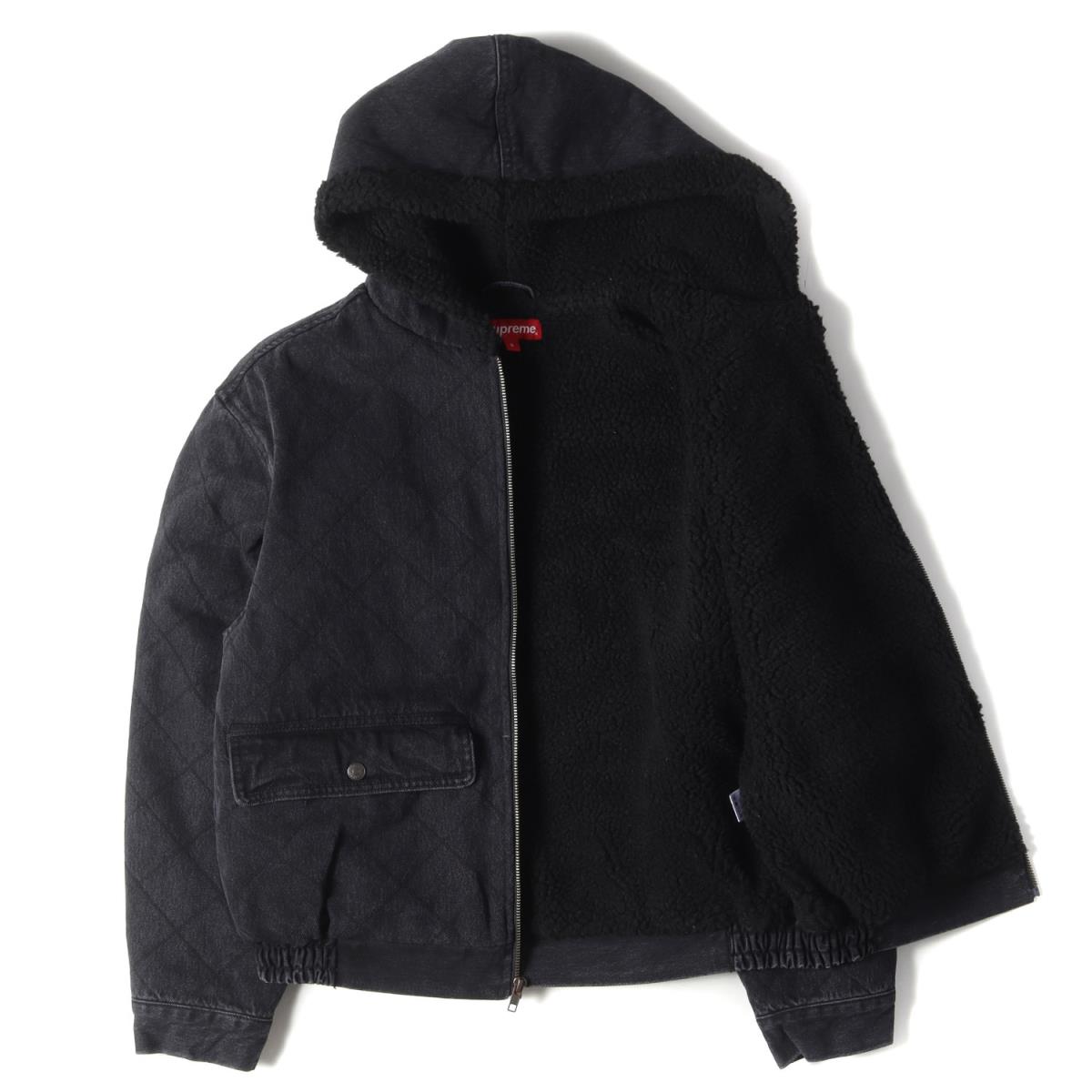 Supreme シュプリーム ジャケット キルティング デニム ボア パイロットジャケット Quilted Denim Pilot Jacket 18AW ウォッシュドブラック S アウター ブルゾン 【メンズ】【中古】【美品】【K3469】