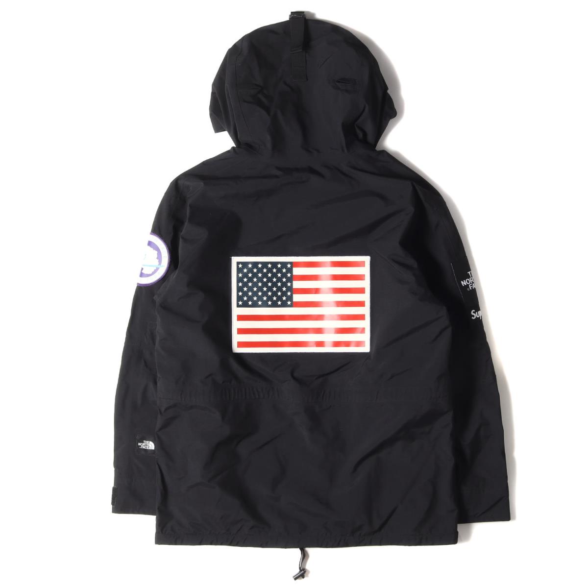 Supreme シュプリーム ジャケット THE NORTH FACE ノースフェイス GORE-TEX 星条旗 ワッペン プルオーバージャケット Pullover 17SS ブラック 黒 S アウター コラボ 【メンズ】【中古】【美品】【K3457】