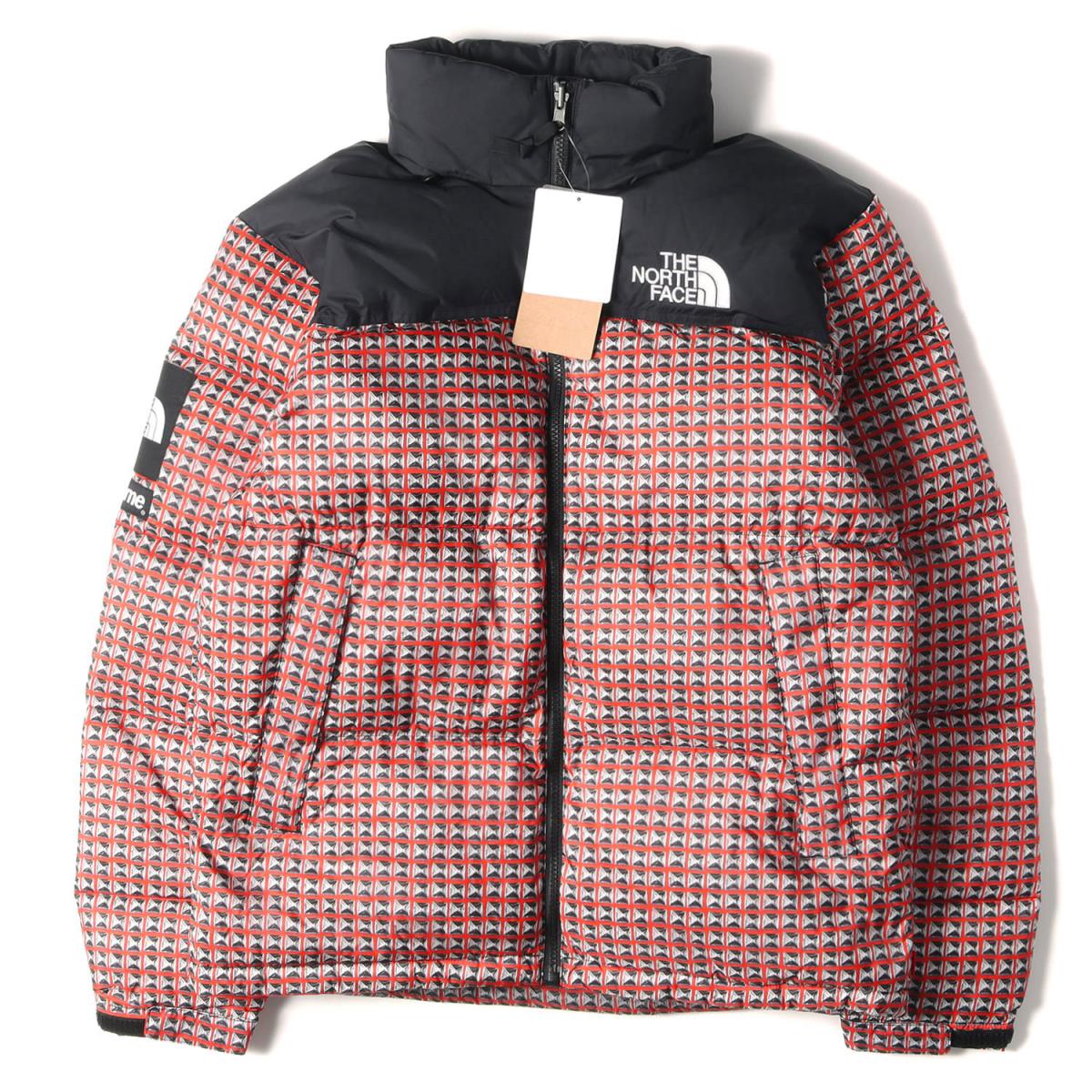 Supreme シュプリーム ジャケット THE NORTH FACE ノースフェイス スタッズ 柄 ヌプシ ダウンジャケット Studded Nuptse Jacket 21SS レッド 赤 S アウター ブルゾン 【メンズ】【K3457】