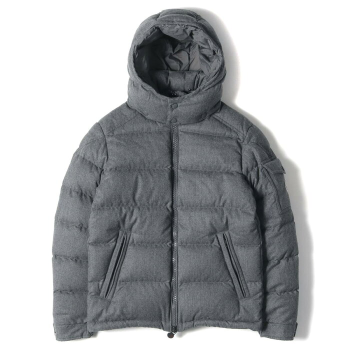 MONCLER モンクレール ジャケット フード付き ウール ダウンジャケット MONTGENEVRE モンジュネーブル 17AW グレー 灰 0 S アウター ブルゾン ハイネック 【メンズ】【中古】【美品】【K3456】