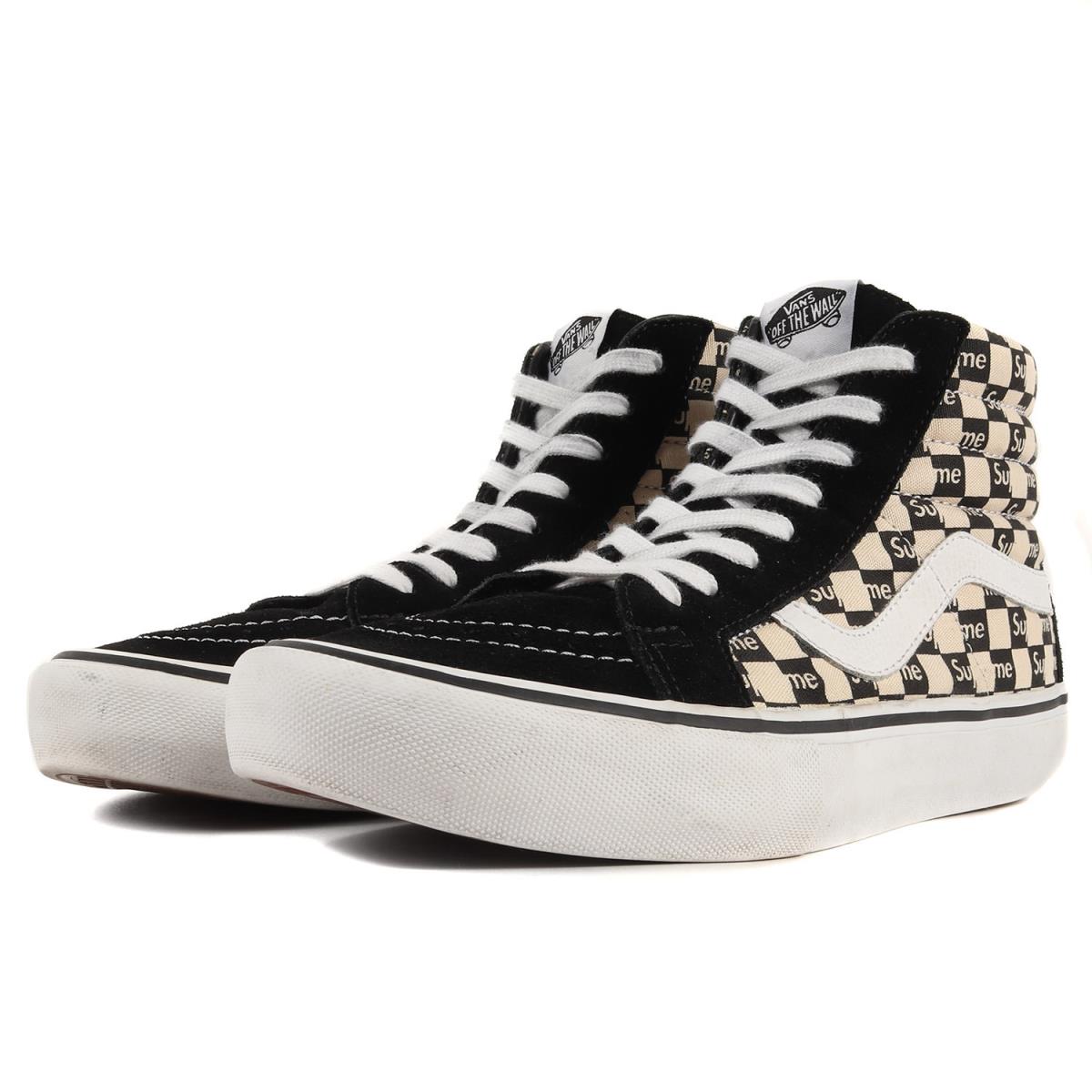 Supreme シュプリーム VANS SK8-Hi Pro Checker Logo 16AW バンズ スケートハイ プロ ブラック US9.5(27.5cm) スニーカー コラボ 【メンズ】【中古】【K3467】