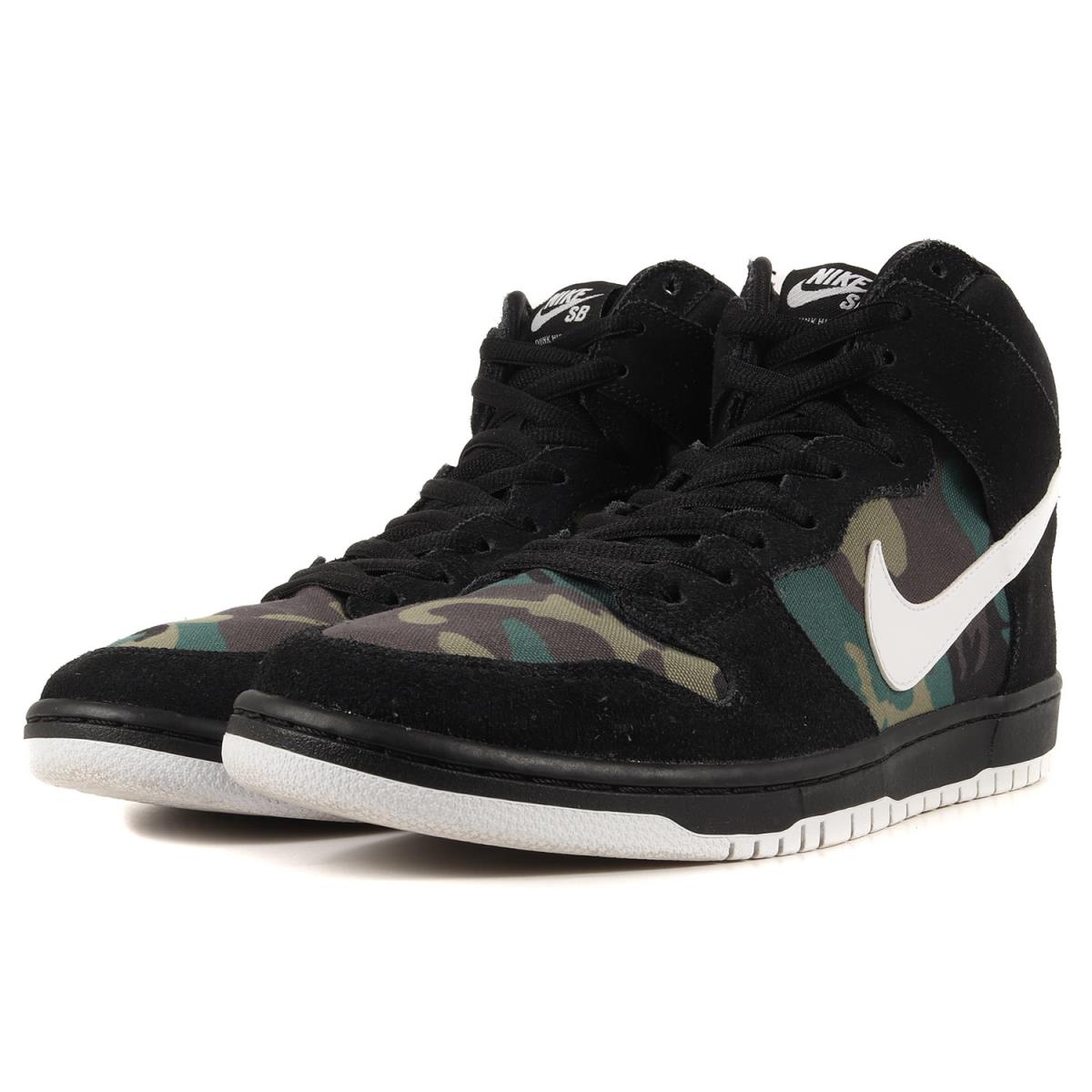 NIKE ナイキ SB DUNK HIGH PRO CAMO BQ6826-001 SB ダンク ハイ プロ ブラック ホワイト イグアナ US12(30cm) スニーカー 【メンズ】【中古】【美品】【K3421】