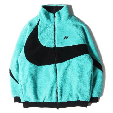 NIKE ナイキ ジャケット ビッグスウッシュ リバーシブル ボアジャケット BIG SWOOSH BOA JACKET 19AW ジェイド ブラック XXL アウター ブルゾン 【メンズ】【中古】【K3463】