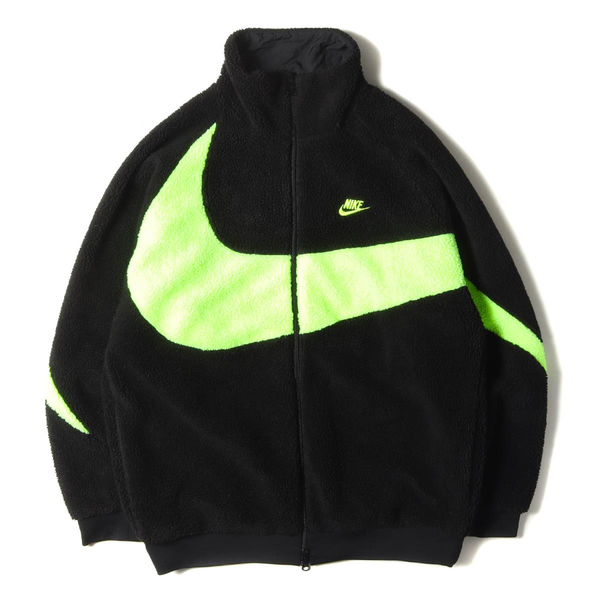 NIKE ナイキ ジャケット ビッグスウッシュ リバーシブル ボアジャケット BIG SWOOSH BOA JACKET 19SS ブラック ボルト XL アウター ブルゾン 【メンズ】【中古】【K3464】