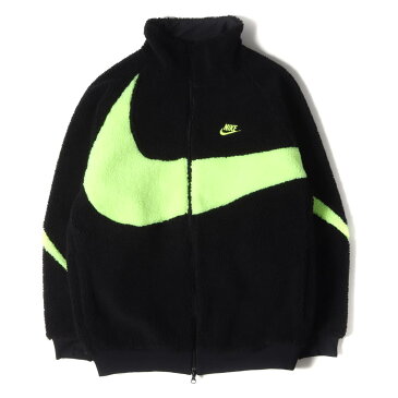 NIKE ナイキ ジャケット ビッグスウッシュ リバーシブル ボアジャケット BIG SWOOSH BOA JACKET 20AW ブラック ボルト 黒 L アウター ブルゾン 【メンズ】【中古】【美品】【K3469】