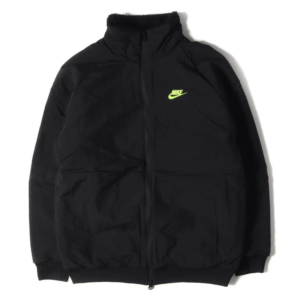 NIKE ナイキ ジャケット ビッグスウッシュ リバーシブル ボアジャケット BIG SWOOSH BOA JACKET 20AW ブラック ボルト 黒 L アウター ブルゾン 【メンズ】【中古】【美品】【K3469】