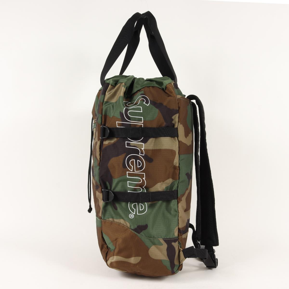 Supreme シュプリーム サイドロゴ ナイロン トート バックパック Tote Backpack 19SS ウッドランドカモ 迷彩 【メンズ】【中古】【美品】【K3469】