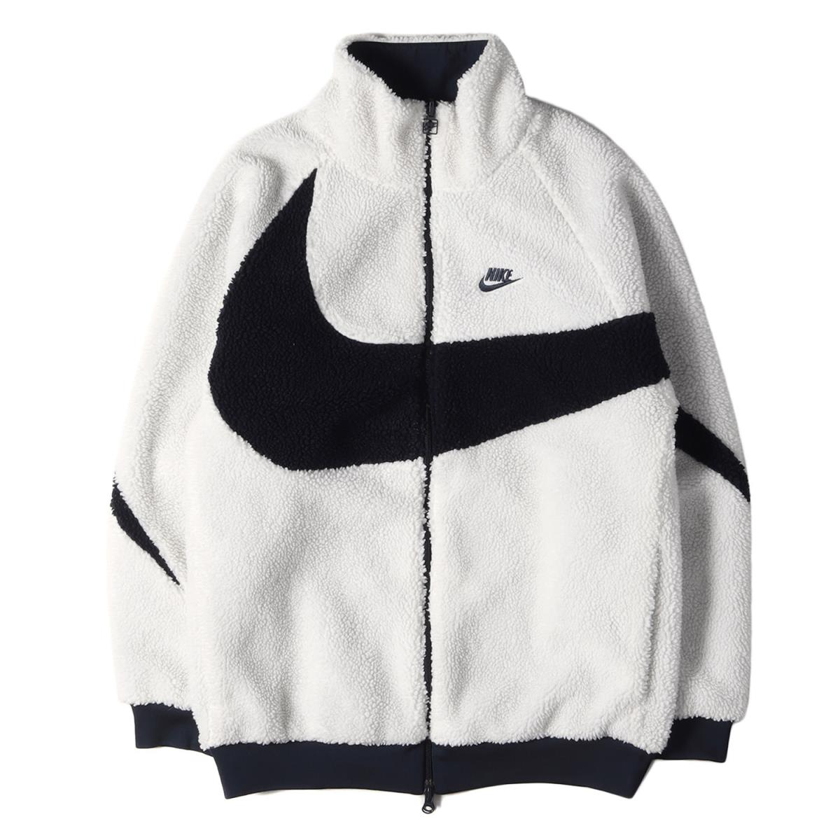 NIKE ナイキ ジャケット ビッグスウッシュ リバーシブル ボアジャケット BIG SWOOSH BOA JACKET ホワイト ネイビー 黒紺 M アウター ブルゾン 【メンズ】【中古】【K3457】