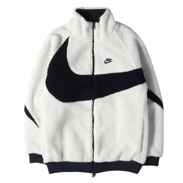 NIKE ナイキ ジャケット ビッグスウッシュ リバーシブル ボアジャケット BIG SWOOSH BOA JACKET ホワイト ネイビー 黒紺 M アウター ブルゾン 【メンズ】【中古】【K3467】