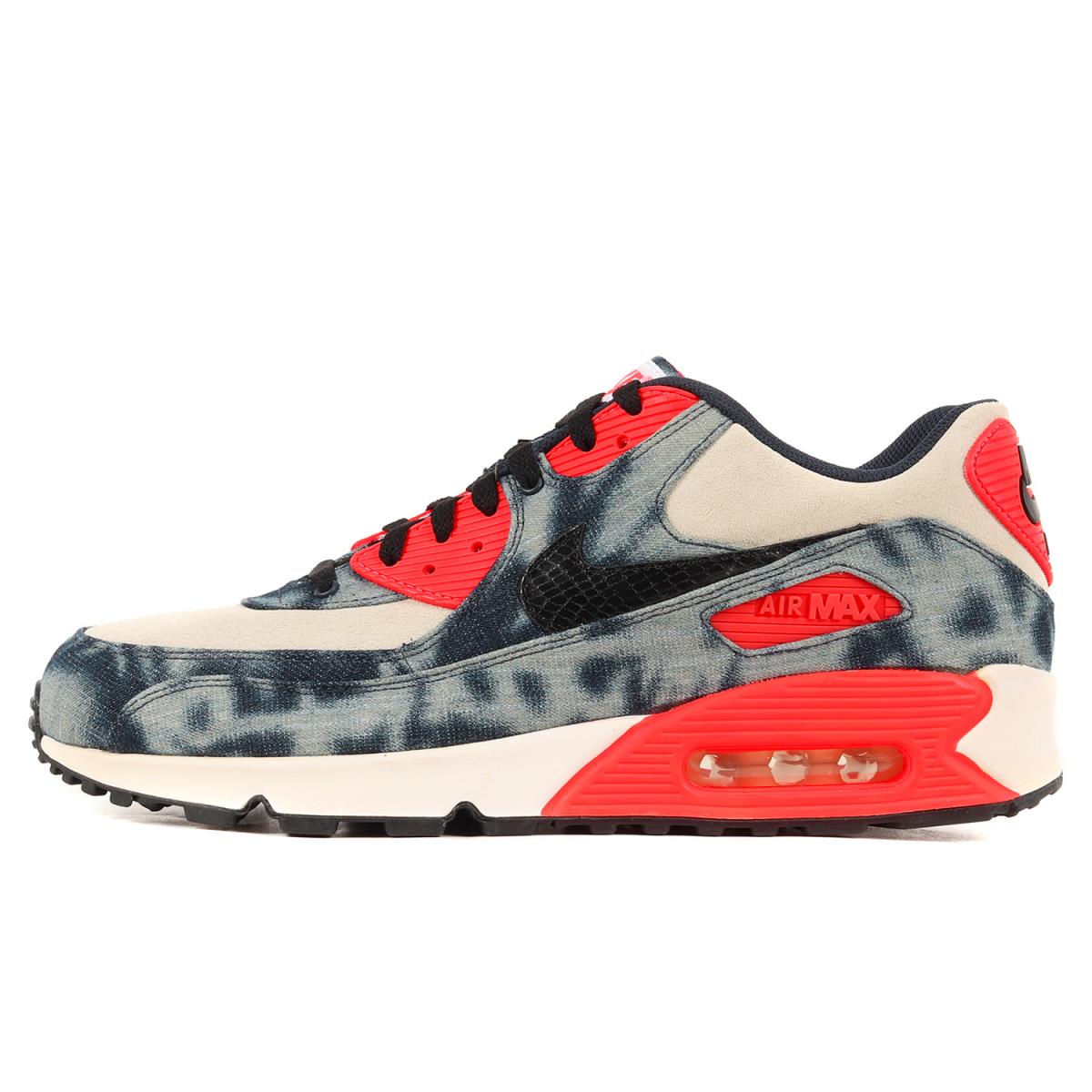 NIKE ナイキ ATMOS AIR MAX 90 DNM QS BLEACHED DENIM (700875-400) アトモス エアマックス90 ミッドナイトネイビー インフラレッド US12(30cm) スニーカー コラボ 【メンズ】【K3463】