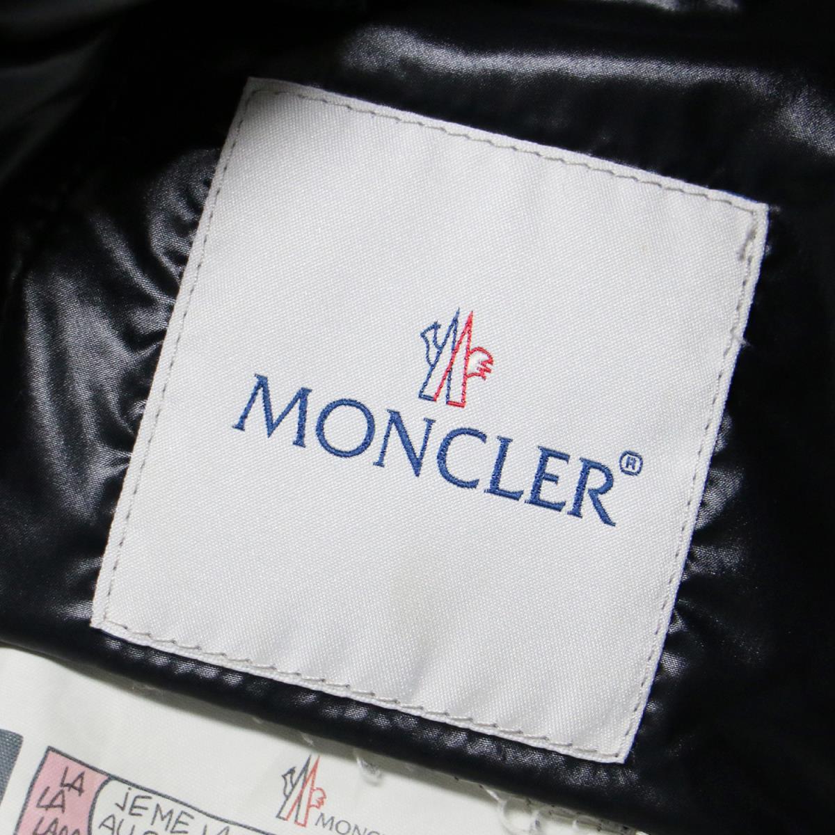 MONCLER モンクレール ジャケット アウター ダウン ショート丈 スタンドカラー フード ファー パイピング ナイロン ARMOISE ブラック 黒 2(M) 【レディース】【中古】【K3372】