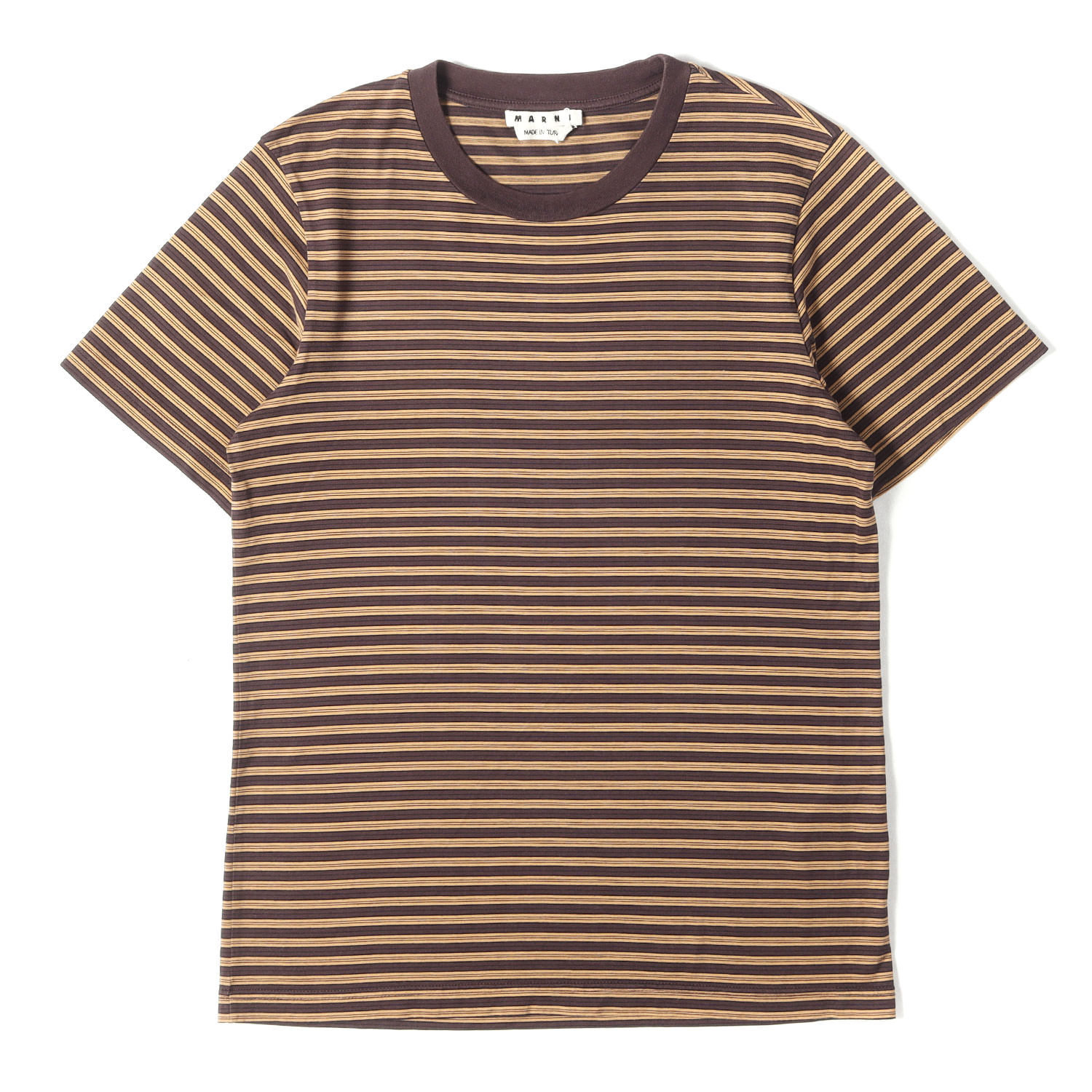 乐天商城 - MARNI マルニ Tシャツ ブラウン系 サイズ:44 | 20SS マルチボーダー リンガーネック Tシャツ (S/S T-SHIRT) | トップス カットソー 半袖【メンズ】【中古】【K4856】