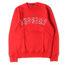 Supreme シュプリーム LOUIS VUITTON ルイ ヴィトン スウェット サイズ:S アーチロゴ クルーネックスウェット トレーナー Arc Logo Crewneck 17AW レッド 赤 トップス プルオーバー【メンズ】【中古】【K3966】