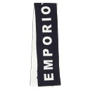 EMPORIO ARMANI エンポリオアルマーニ ロゴ デザイン アクリル ウール マフラー ネイビー ホワイト 紺 白 ブランド カジュアル【メンズ】【中古】【K4056】