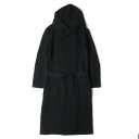 Yohji Yamamoto Ys ヨウジヤマモト コート フーデッド ナイロン混 ウール レーヨン ダブルブレスト ロング POUR HOMME ブラック 黒 2 アウター ジャケットフォーマル オフィス 【メンズ】【中古】【K4043】