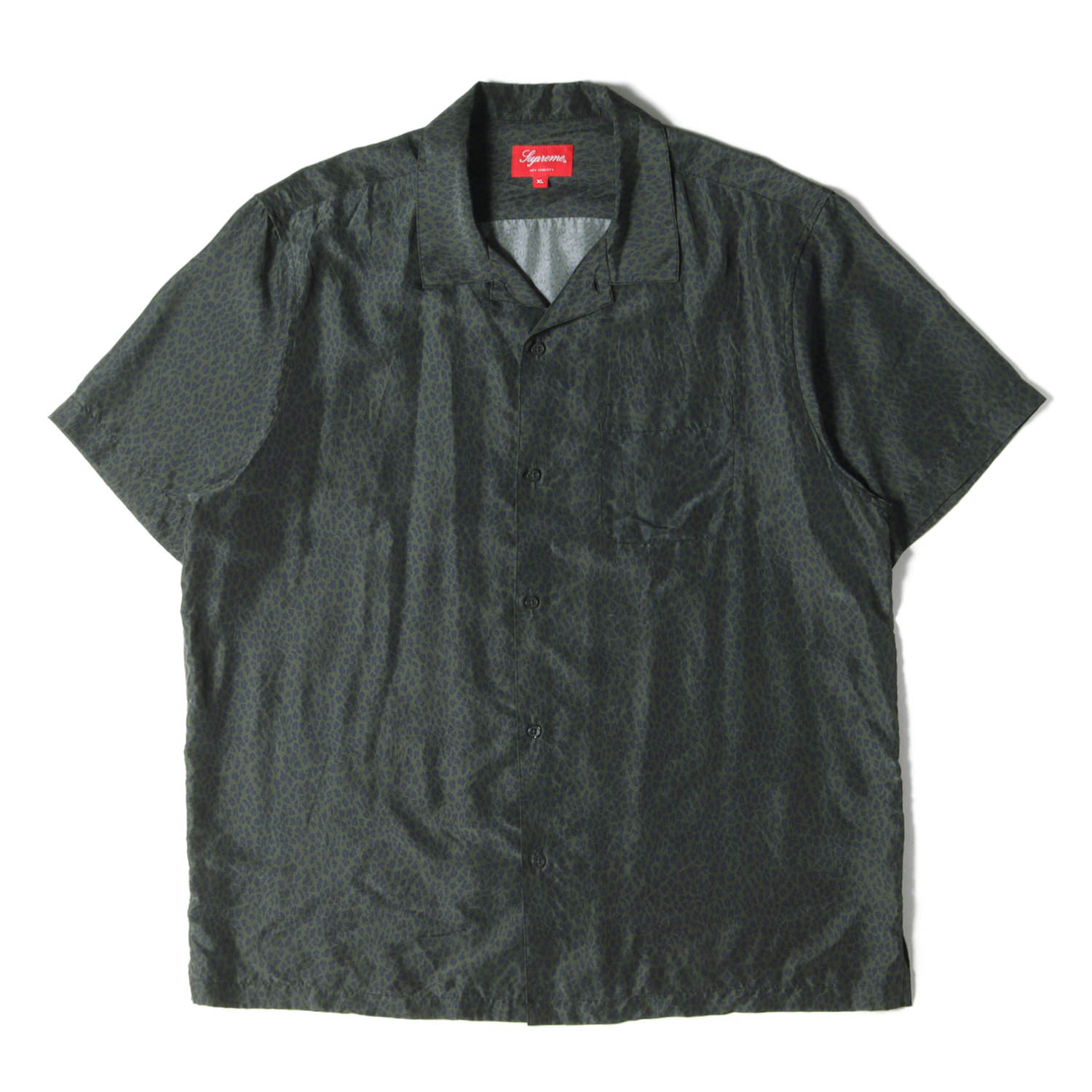 Supreme シュプリーム シャツ サイズ:XL レオパード柄 シルク オープンカラー 半袖シャツ Leopard Silk S/S Shirt 22SS チャコール トップス カジュアルシャツ 【メンズ】【中古】【美品】【K4…