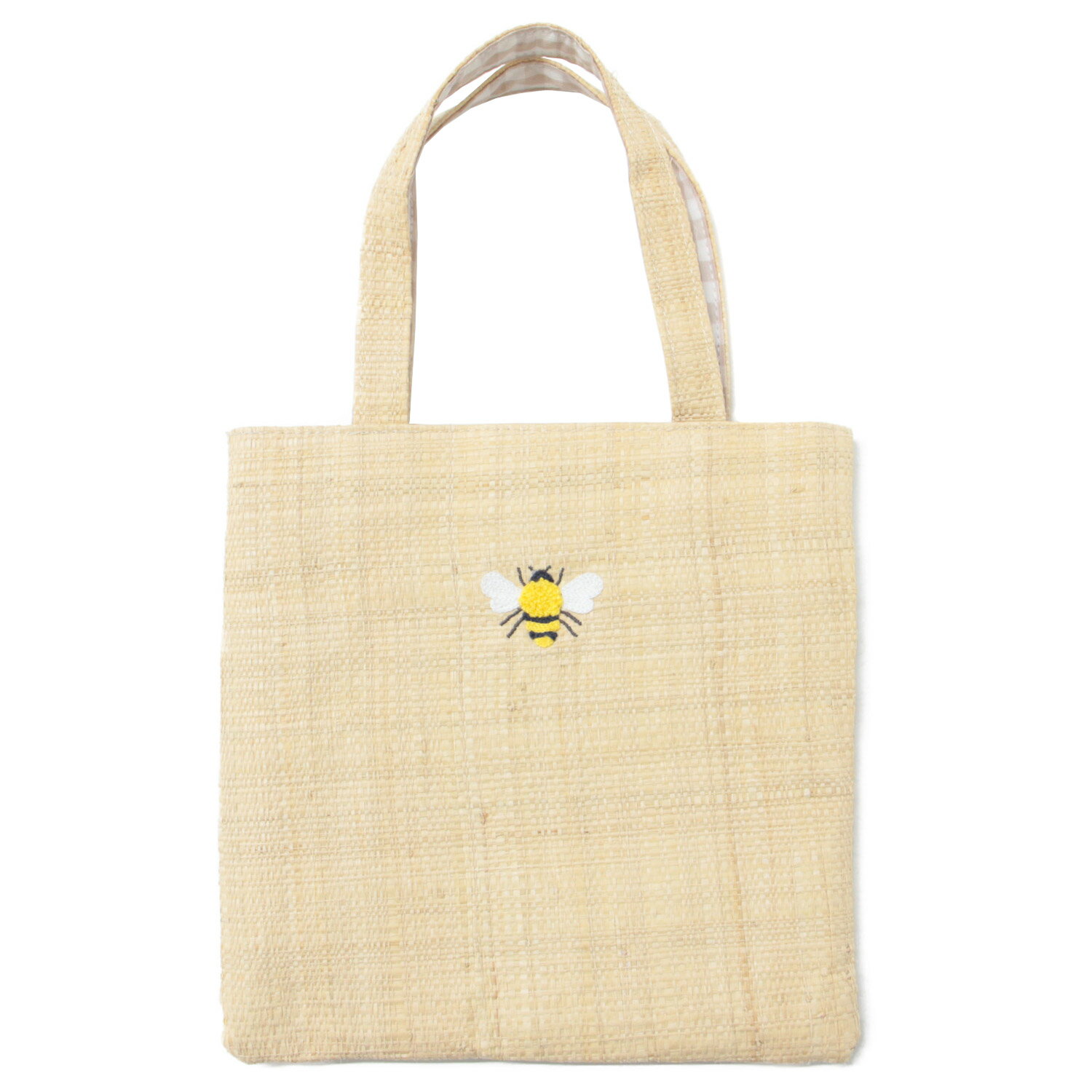 SEVEN TEN by MIHO KAWAHITO セブンテンバイミホカワヒト バッグ トート ミニ ハンド スクエア サブバッグ 散歩ワンポイント ハチ エンブロイダリー 刺繍 ラフィア シンプル カジュアル 【レディース】【中古】【美品】【K3836】のサムネイル