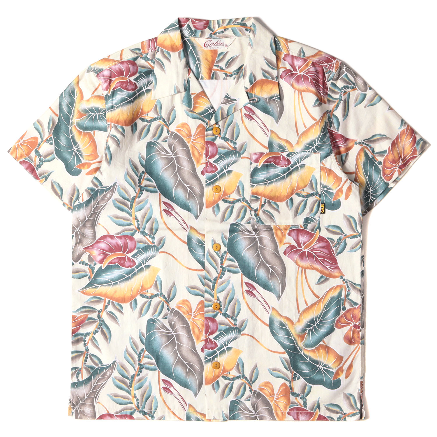 CALEE キャリー シャツ サイズ:M フラワー柄 コットン アロハシャツ ナチュラル トップス ハワイアンシャツ カジュアル 半袖 アンスリウム 【メンズ】【中古】【美品】【K3815】のサムネイル