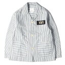 visvim ビズビム ジャケット サイズ:1 パッチ付き ヒッコリー ストライプ カバーオール ジャケットSS COVERALL JACKET 23SS インディゴ ホワイト アウター ブルゾン コート 【メンズ】【K4077】