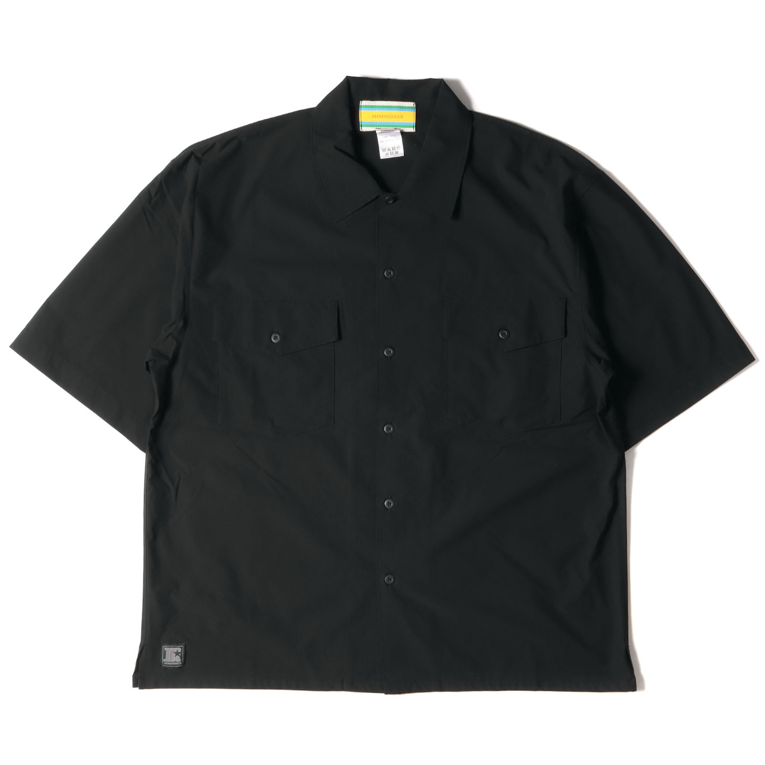 mindseeker マインドシーカー シャツ サイズ:ONESIZE バック ロゴ ポリ 半袖 スタッフ シャツ Big silhouette staff shirt MS1-22-022 ボックス ビッグ シルエット ブラック 黒 トップス カジュアルシャツ 半袖 