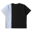 SOPHNET ソフネット Tシャツ サイズ:S ストライプ スプリット ワイド STRIPE SPLIT WIDE TEE SOPH-200077 半袖 クルーネック 切替 20SS ブラック ホワイト ブルー トップス カットソー