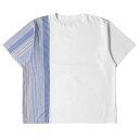 SOPHNET ソフネット Tシャツ サイズ:S 20SS ストライプ スプリット ワイド クルーネック STRIPE SPLIT WIDE TEE SOPH-200077 切替 ホワイト ブルー系 白青 トップス カットソー 半袖 