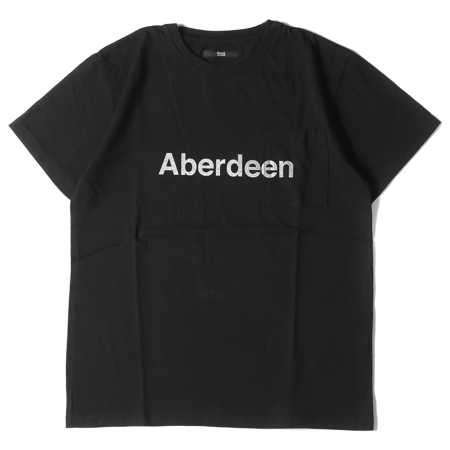 Rags McGREGOR ラグスマックレガー Tシャツ サイズ：S Aberdeenロゴ ポケット クルーネック Tシャツ 211727113 ブラック 黒 トップス カットソー 半袖 