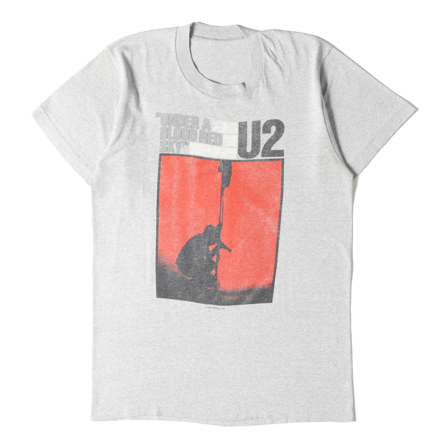 Vintage Rock Item ヴィンテージ ロックアイテム 80s U2 Under a Blood Red Sky クルーネック Tシャツ ヘザーグレー 詳細参照(L位) ブラッド・レッド・スカイ トップス カットソー 半袖 古着 バンド 【メンズ】【中古】【K4102】