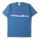 NIKE vintage ナイキ ヴィンテージ 70s オレンジタグ ロゴ プリント クルーネック Tシャツ USA製 ブルー M トップス カットソー 半袖 アメカジ カジュアル 古着 【メンズ】【中古】【K4066】