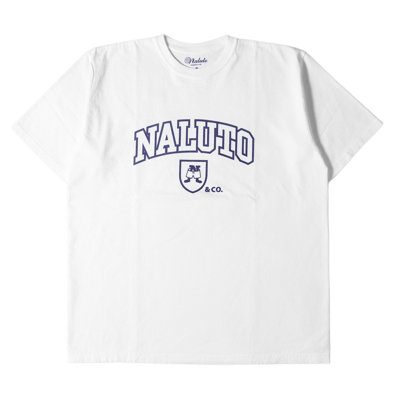 NALUTO TRUNKS ナルト トランクス Tシャツ サイズ:XL ヘビーウェイト カレッジロゴ クルーネック Tシャツ HEAVY WEIGHT COLLEGE LOGO TSHIRTS ホワイト 白 トップス カットソー 半袖 【メンズ】【中古】【美品】【K4092】