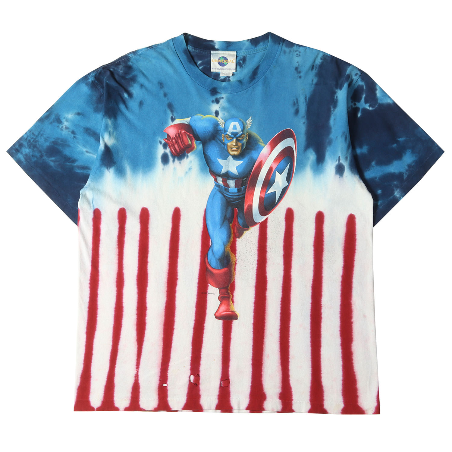 楽天ブランド古着のBEEGLE by Boo-Bee90s キャプテンアメリカ タイダイ ムービー クルーネック Tシャツ 90年代 USA製 MARVEL COMICS アメコミ コミック 映画 タイダイマルチ L 90s-00s ヴィンテージ 古着 Vintage Used トップス カットソー 半袖 【メンズ】【中古】【K3850】