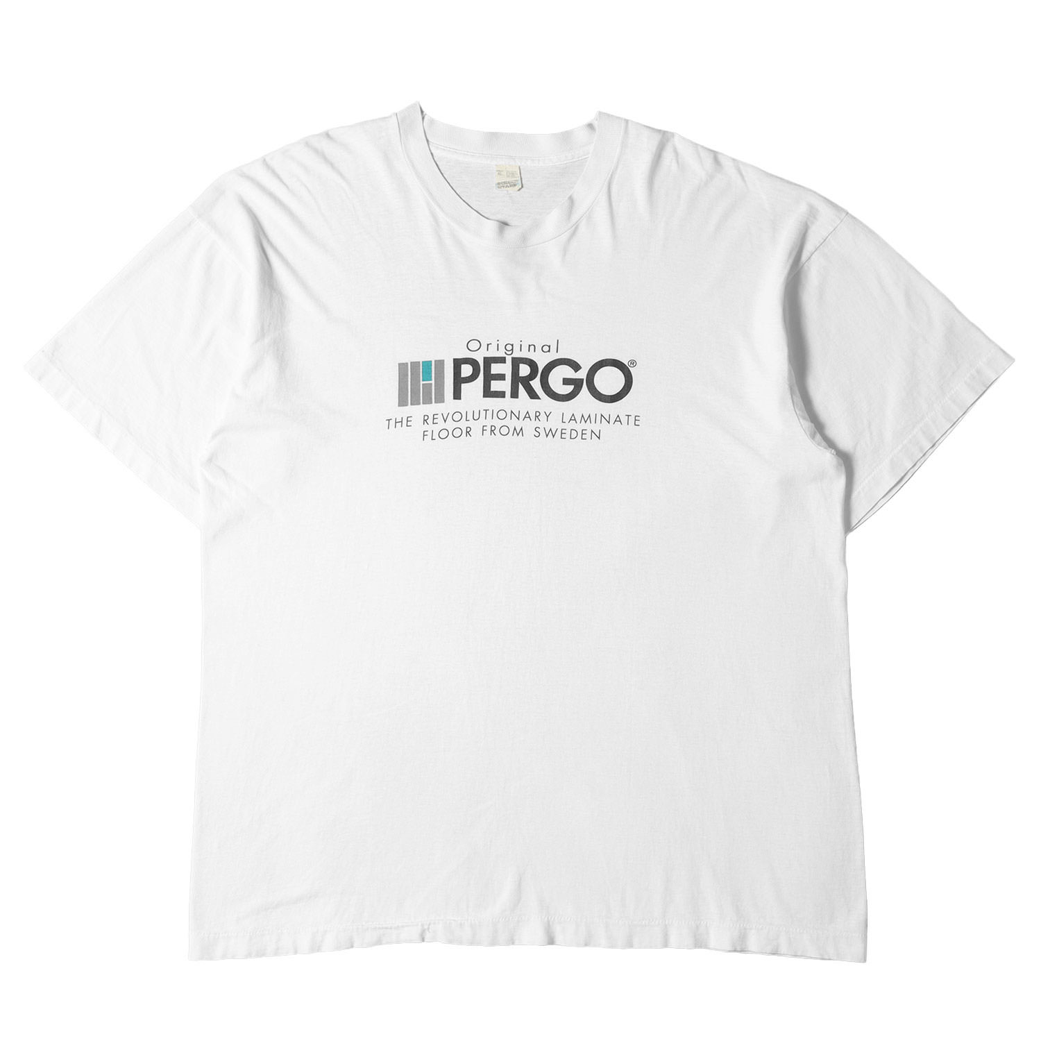 80s PERGO 企業ロゴ クルーネック 半袖 Tシャツ 90年代 SCREEN STARS スクリーンスターズ ペルゴ ホワイト 白 XL U.S.VINTAGE U.S. ヴィンテージ 古着 アメカジ トップス カットソー 【メンズ】【中古】【K3824】