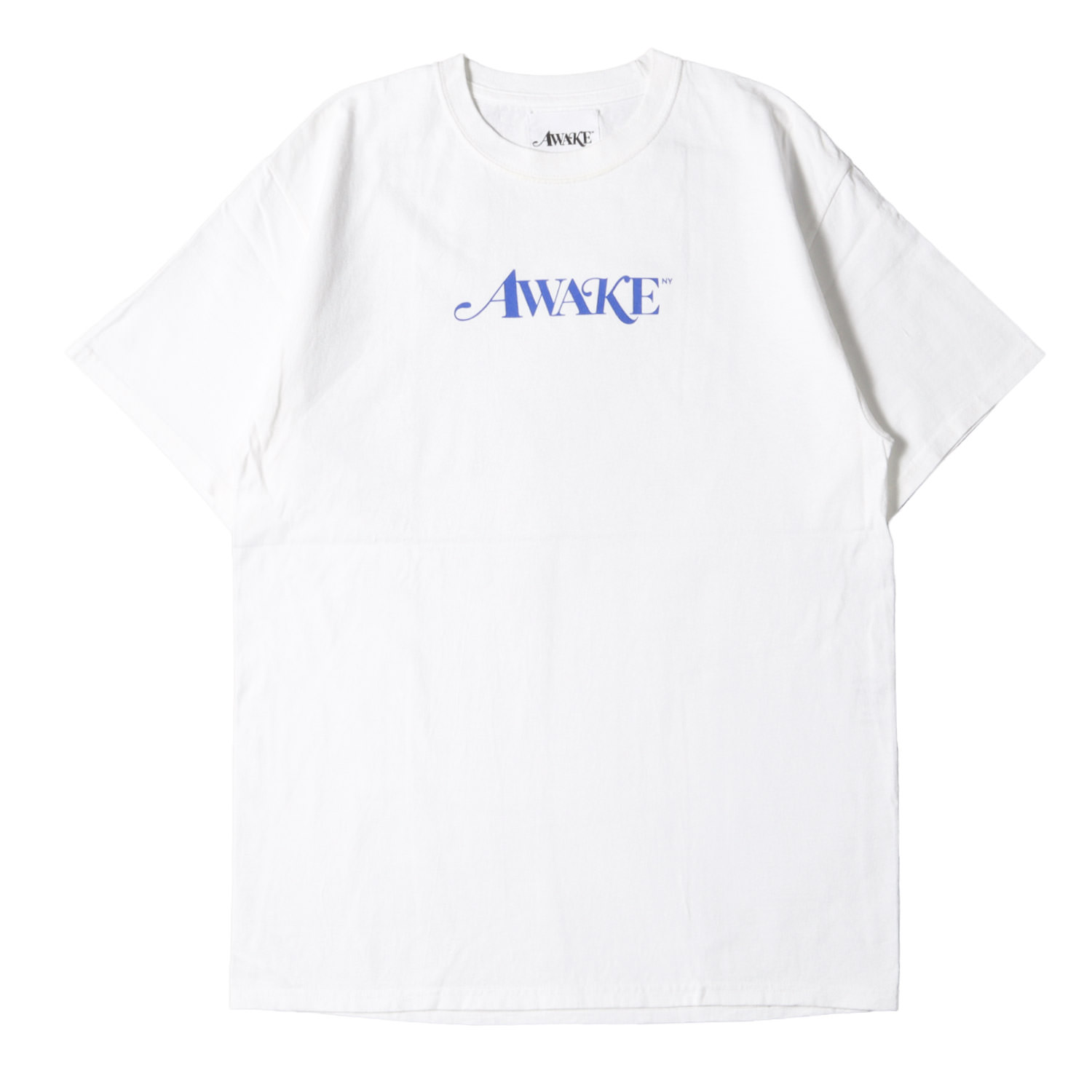 Awake NY アウェイクニューヨーク Tシャツ サイズ:M フロント ロゴ クルーネック 半袖 Tシャツ ホワイト 白 トップス カットソー アメリカ製 【メンズ】【中古】【K4055】