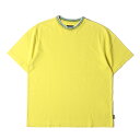 STUSSY ステューシー Tシャツ サイズ:M リブデザイン クルーネック 半袖 Tシャツ イエロー トップス カットソー コットン ストリート ブランド 厚手 【メンズ】【中古】【美品】【K4036】