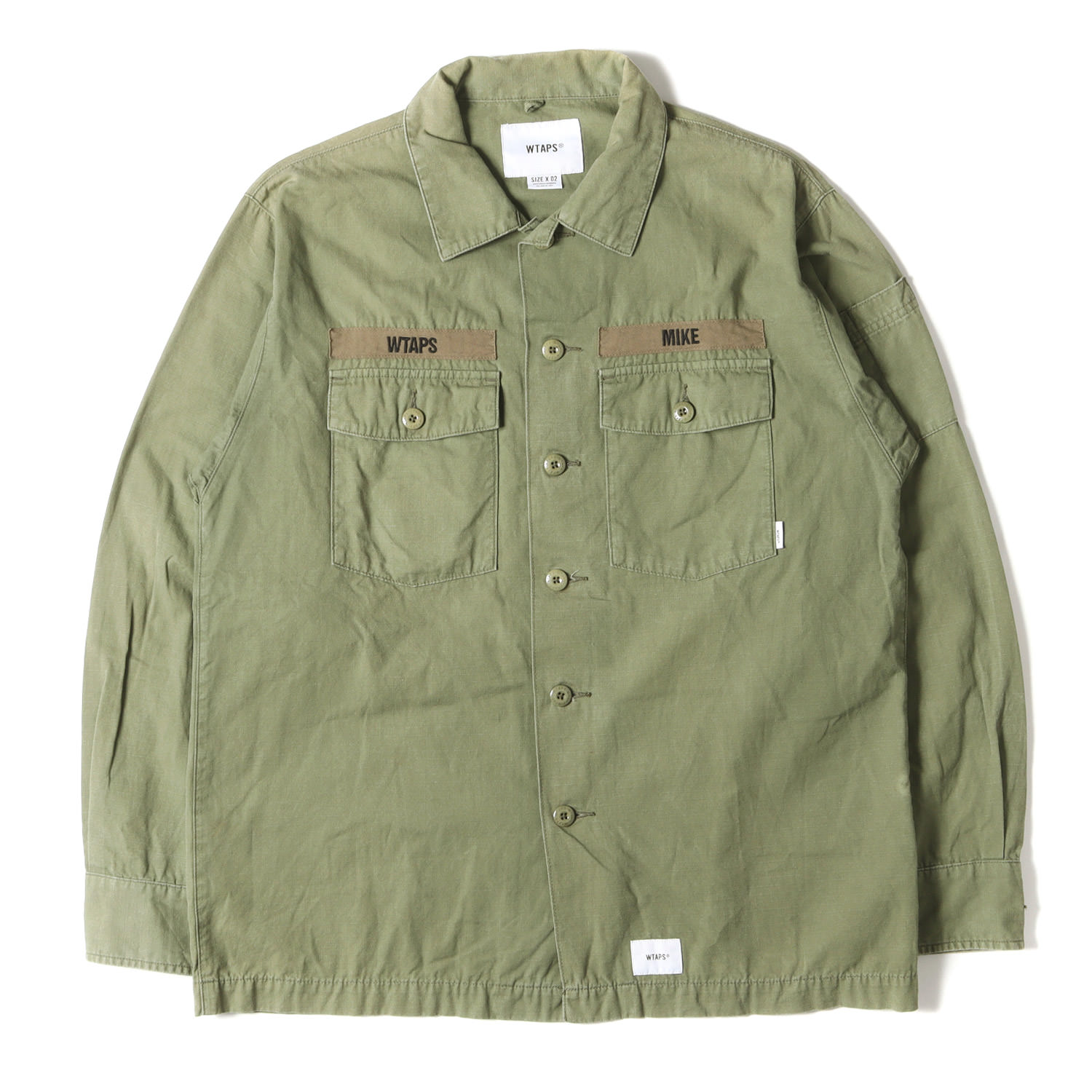 WTAPS ダブルタップス シャツ サイズ:M リップストップ ミリタリー シャツ BUDS LS 19AW オリーブドラブ トップス カジュアルシャツ 長袖 【メンズ】【中古】【K3956】