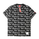 HUF ハフ Tシャツ サイズ：L BUDWEISER バドワイザー ロゴ総柄 半袖ニット BUDWEISER S/S KNIT TOP 18AW ブラック 黒 トップス 半袖 シンプル ブランド コラボ【メンズ】【K4072】