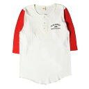 Russell ラッセル Tシャツ サイズ:M 70s 金タグ ヘンリーネック 7分袖 プリント Tシャツ ホワイト レッド 赤白 トップス カットソー 長袖 ...